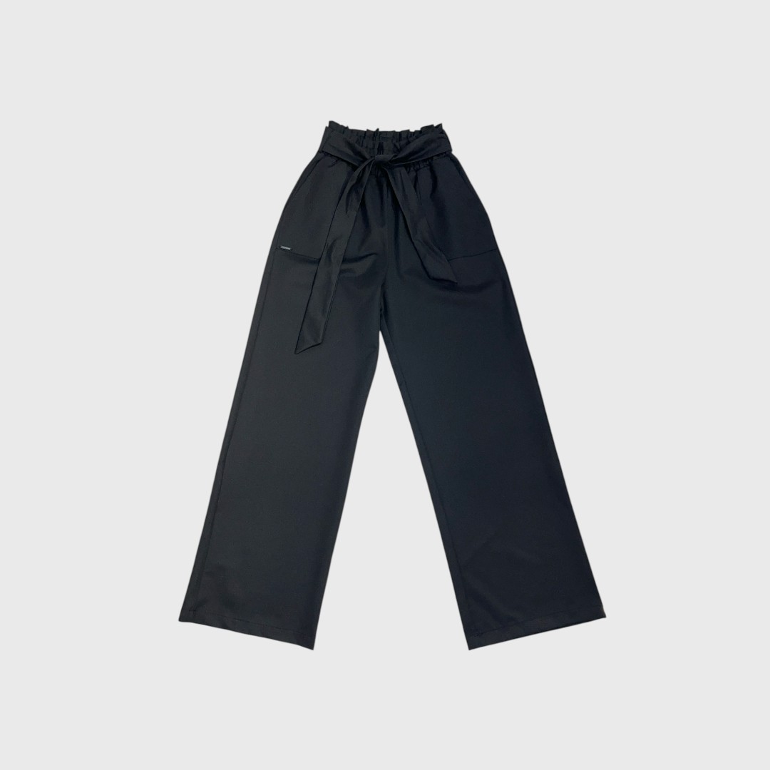 Черные брюки с поясом для девочек