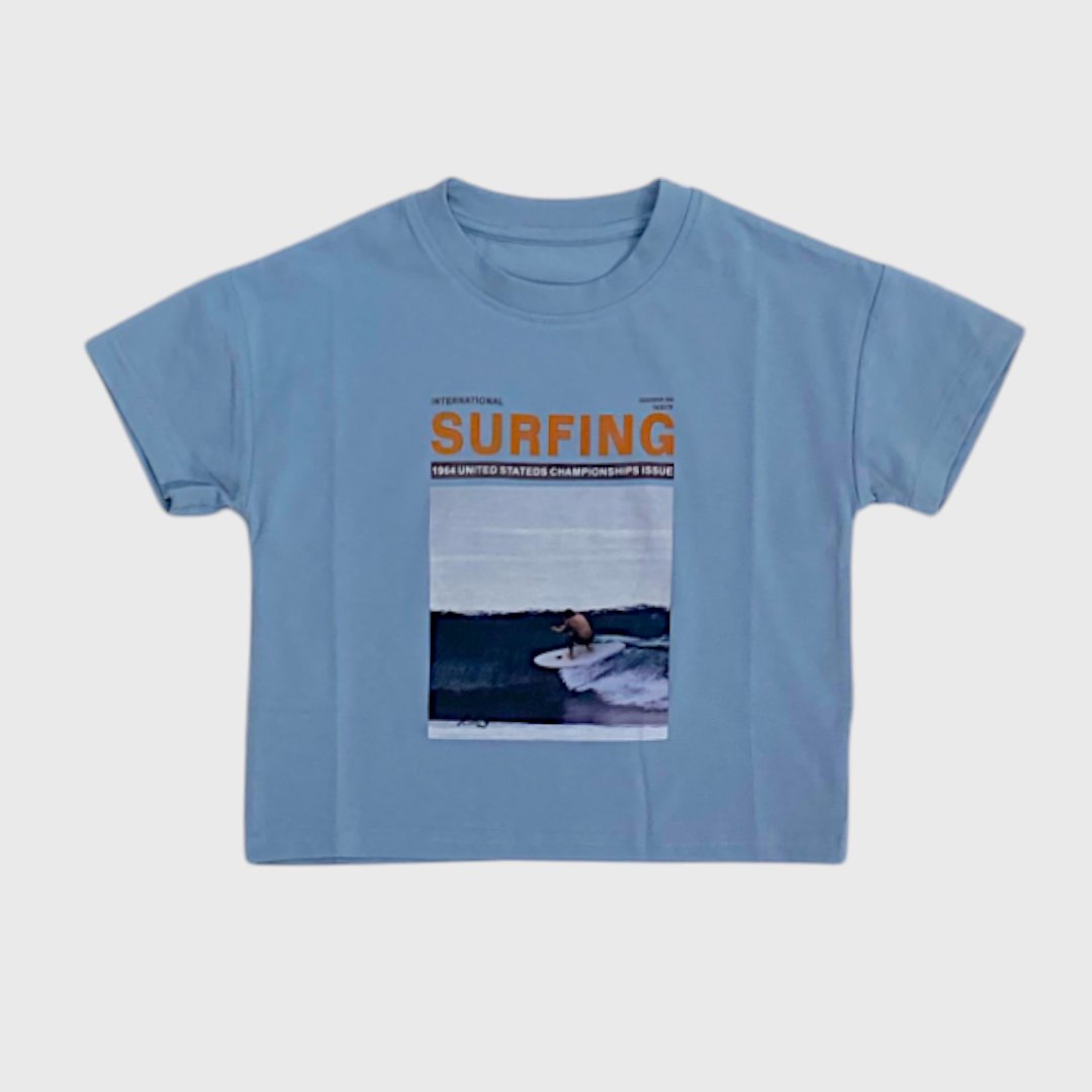 Голубая футболка с принтом Surfing