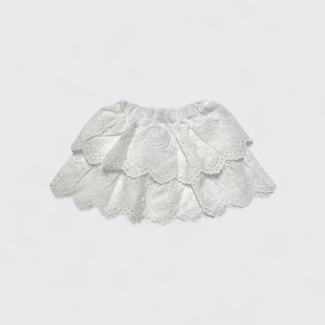 Белая кружевная юбка с оборками