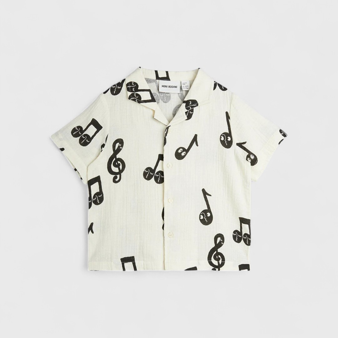 Белая рубашка с нотами Mini Rodini