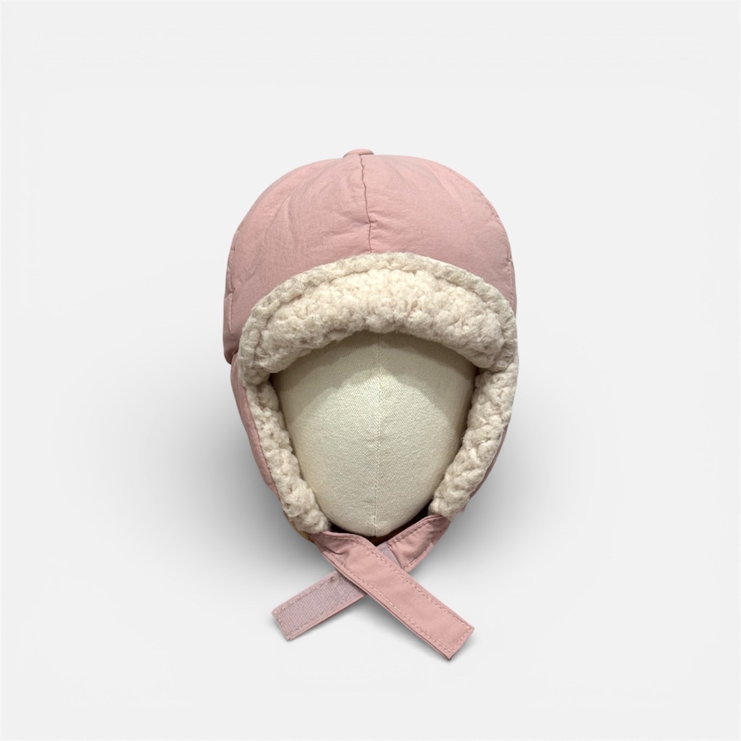Розовая шапка-ушанка с подкладкой