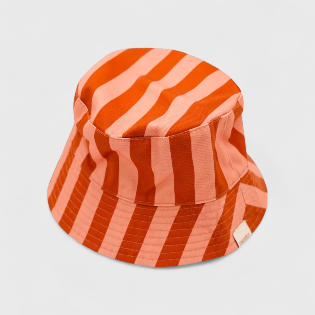 Розовая полосатая шляпа-бакет от Grech&Co(Калифорния)