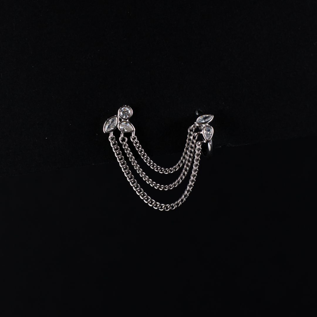 Кафф с тремя цепочками и циркониями