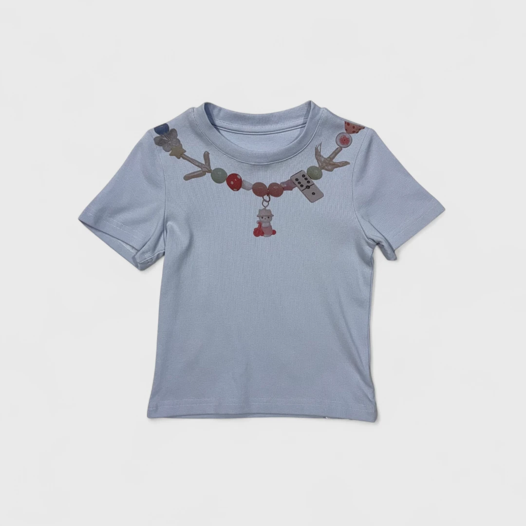 Голубая футболка с принтом