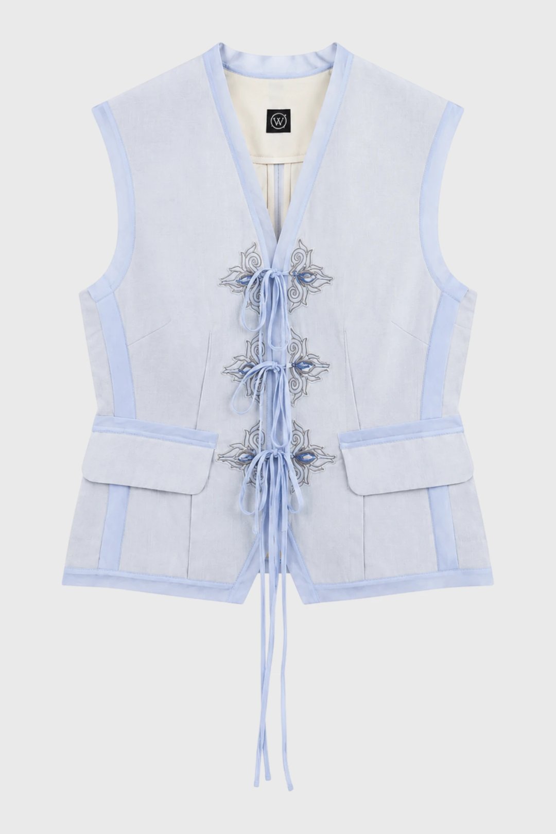 Light-blue Aza Embroidered Vest