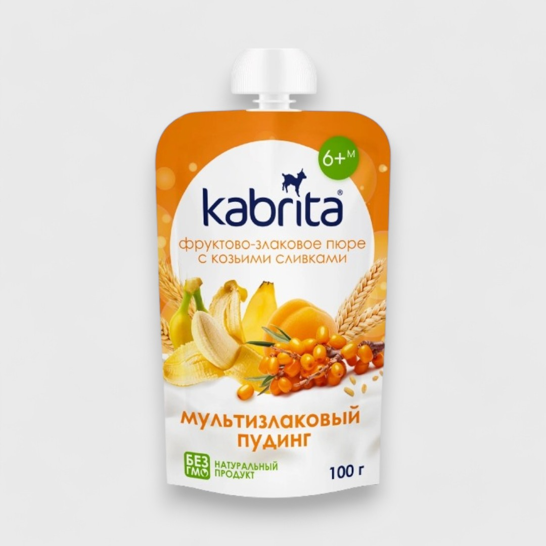 Kabrita оранжевый мультизлаковый пудинг с козьими сливками, 100 г