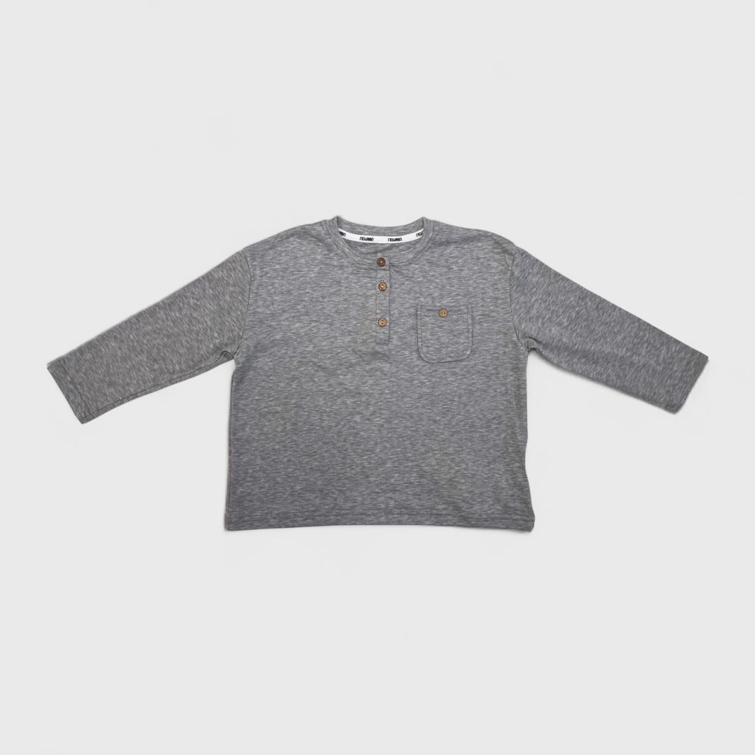 Серый лонгслив с пуговицами