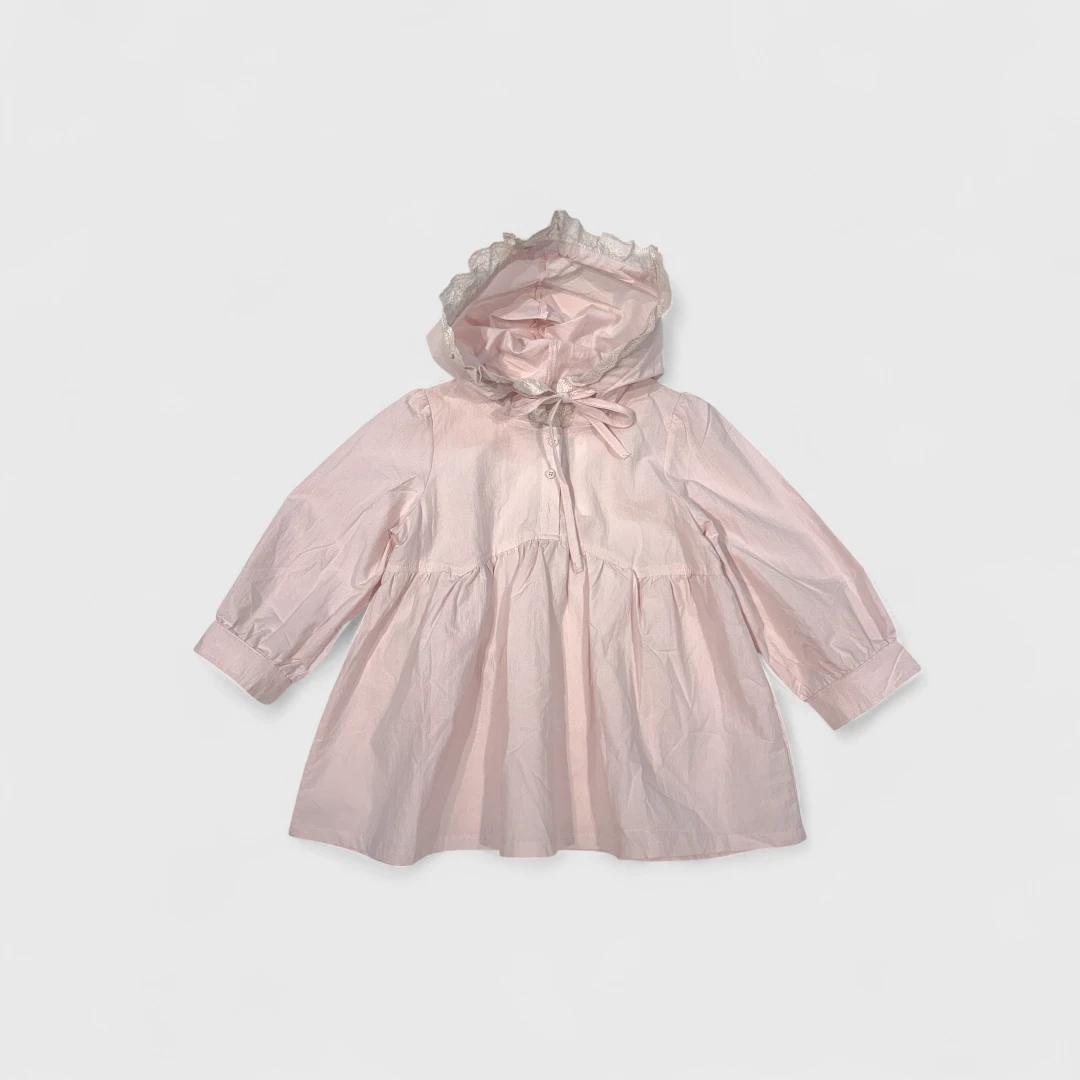 Розовое платье с капюшоном (хлопок)