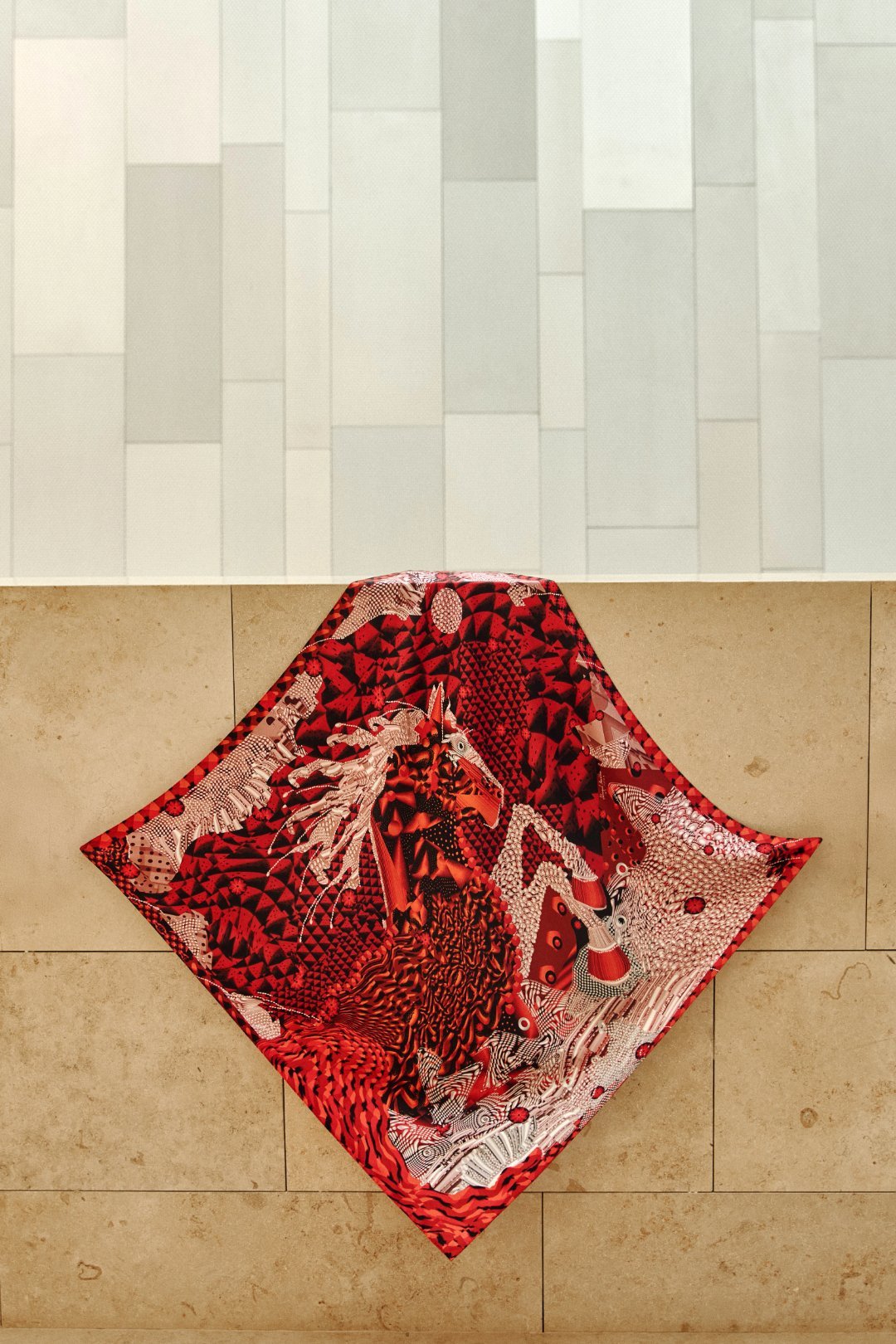 Alma Silk Double-Sided Scarf with Fire Horse Print