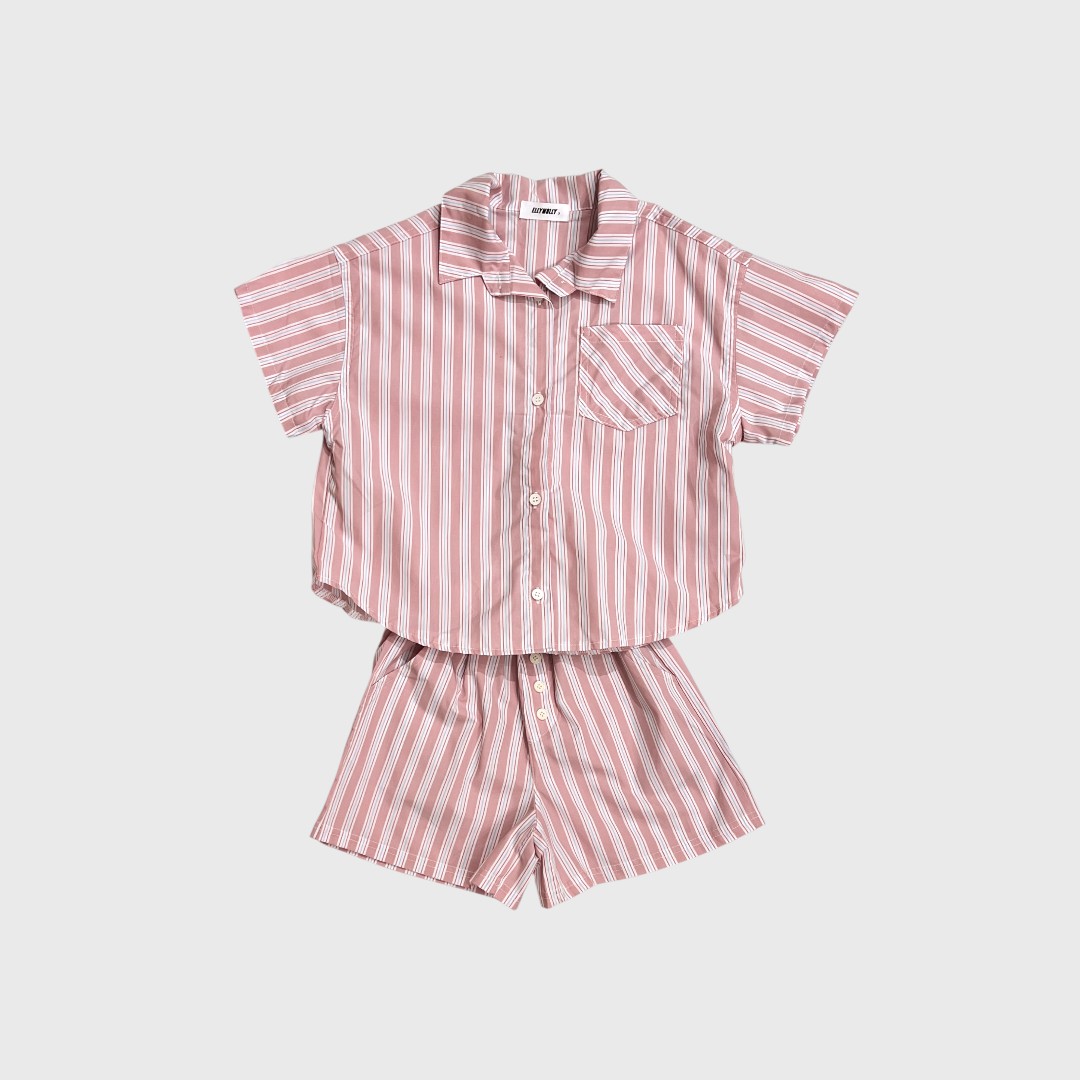 Розовый полосатый комплект