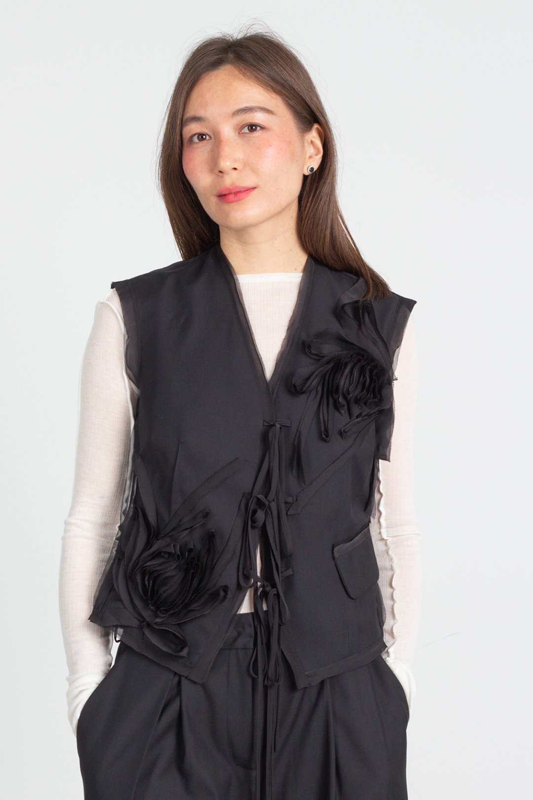 Sonata Vest with Embroidered Flowers