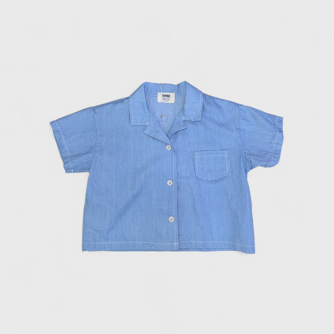 Синяя хлопковая рубашка для детей