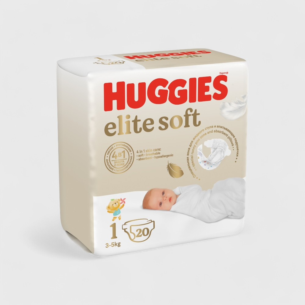 Huggies Elite Soft подгузники (1) 3-5кг 20шт