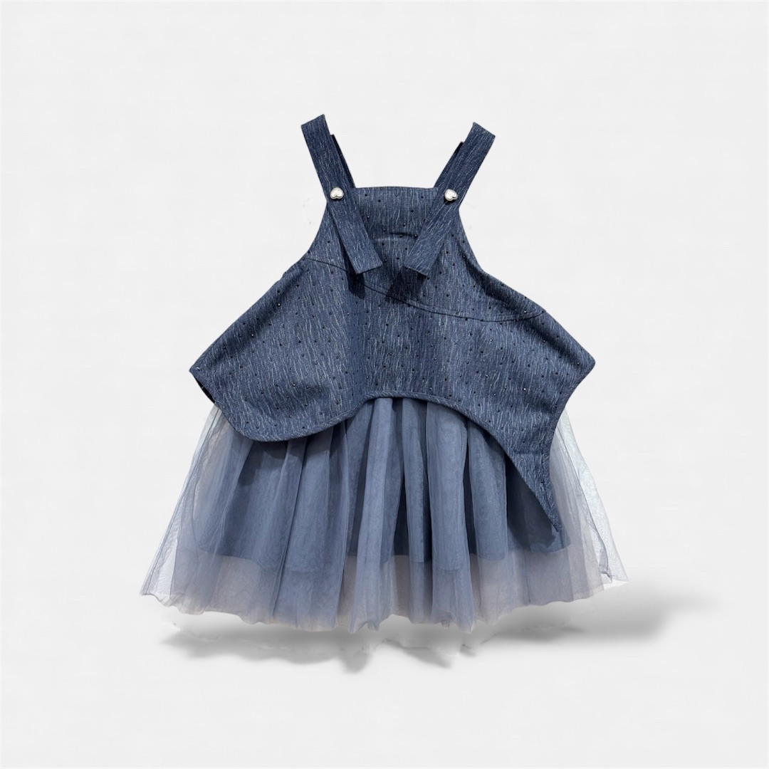 Синее платье с юбкой из тюля