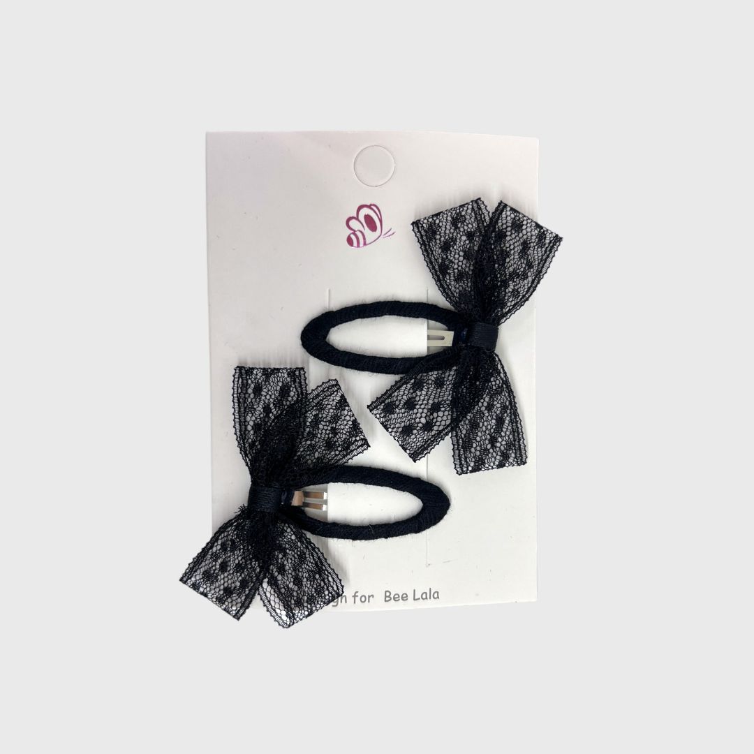 Черные заколки с бантом (3 варианта)