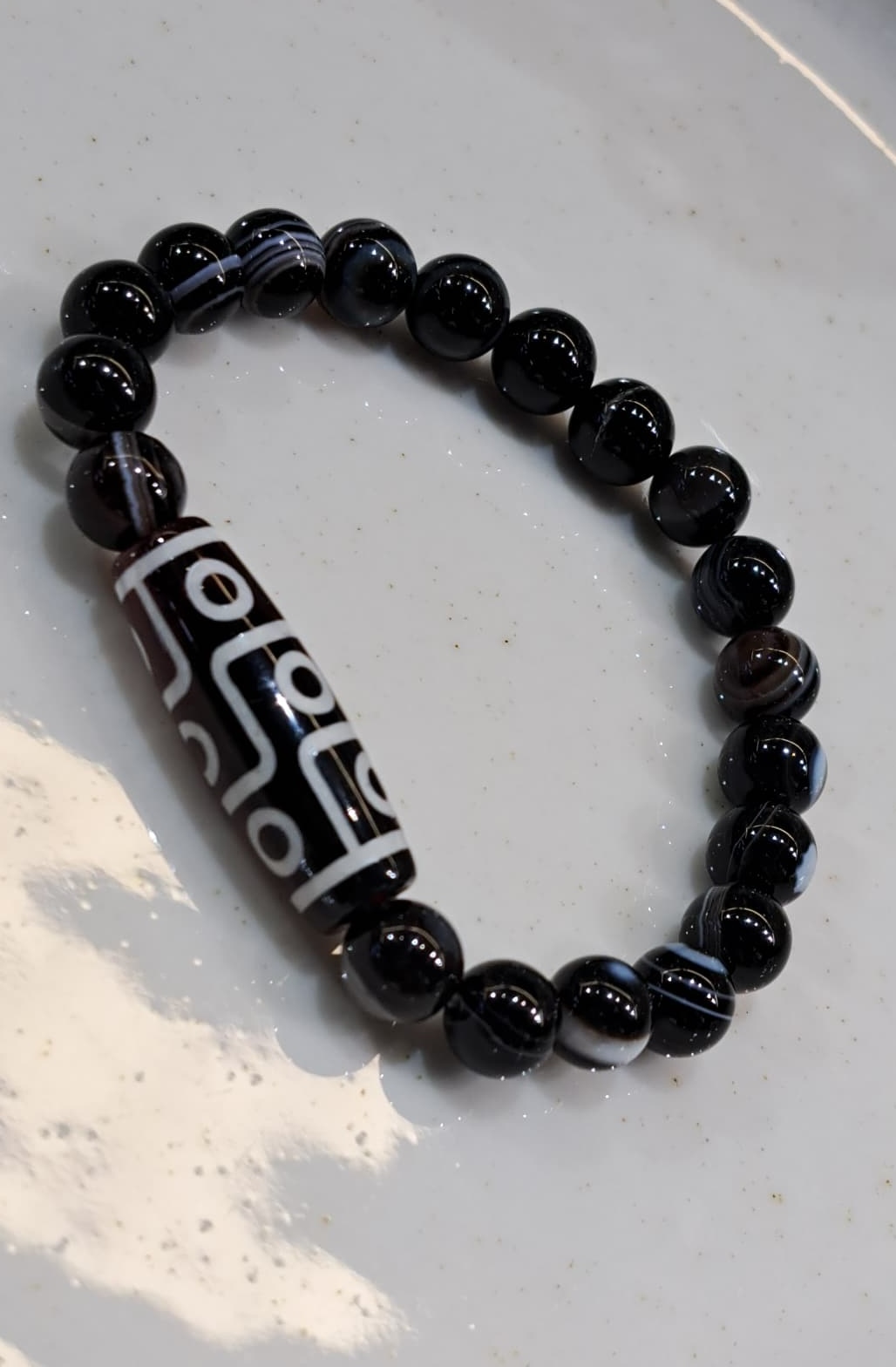 Черный агат - дзи браслет 9 глаз