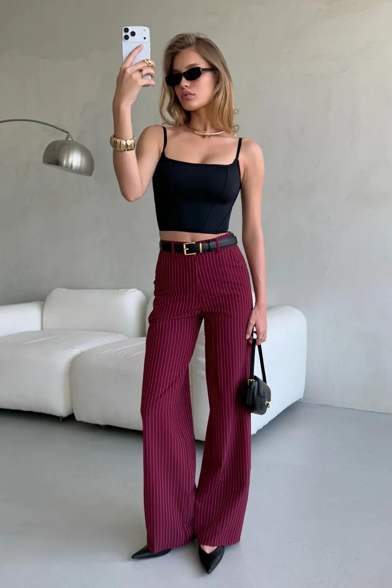 Брюки палаццо классические в полоску