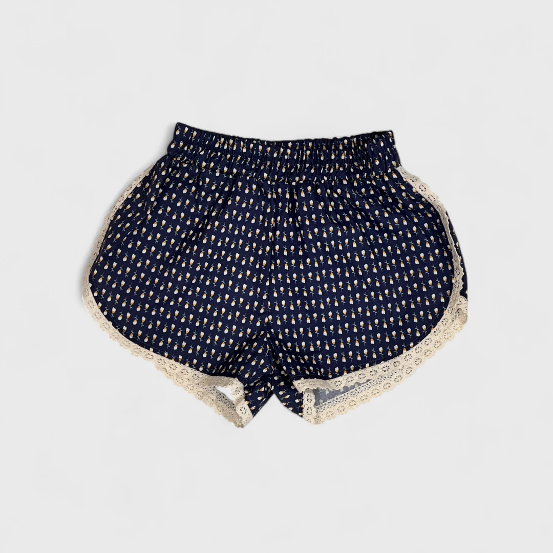 Темно-синие шорты с кружевом
