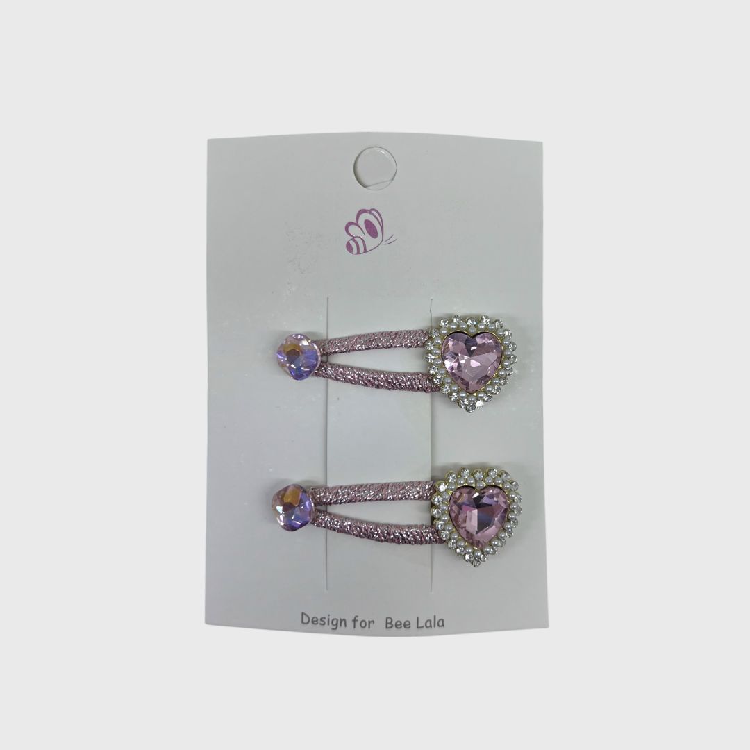 Розовые заколки для волос с сердцами