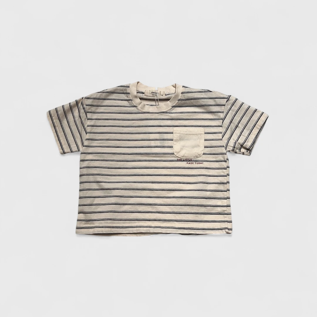 Бежевая полосатая футболка