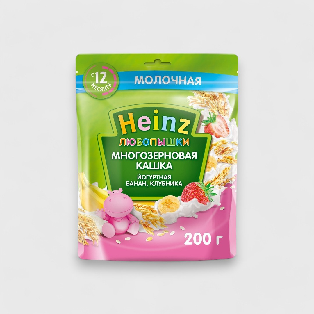 Heinz йогуртовая многозерновая каша с бананом и клубникой