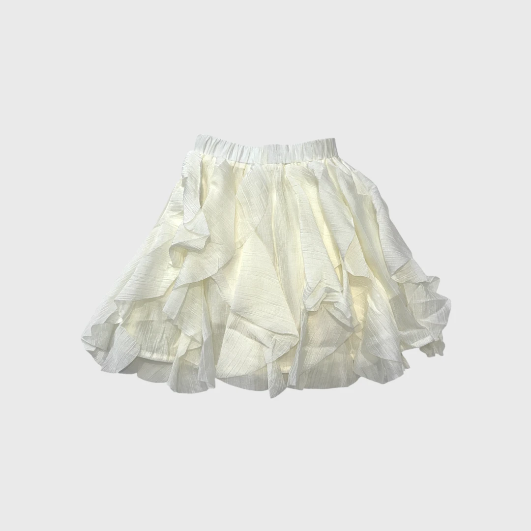 Кремовая юбка лепесток с рюшами