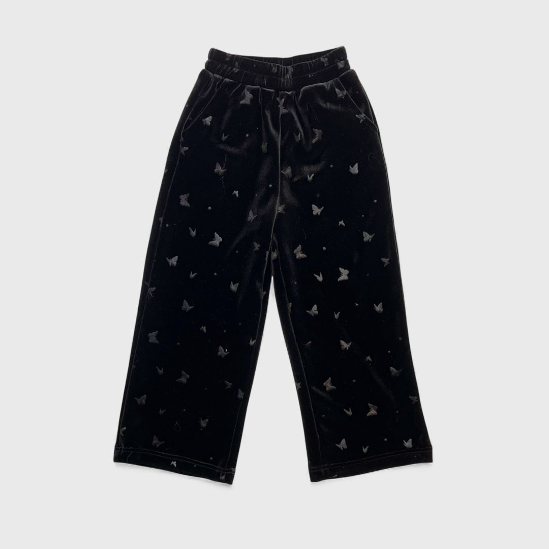 Черные бархатные брючки с бабочками
