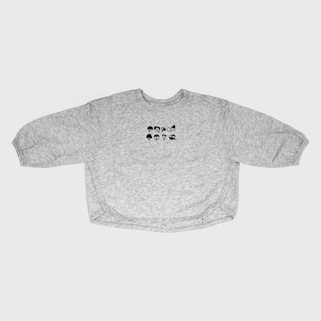 Серый тонкий свитшот с принтом emoji