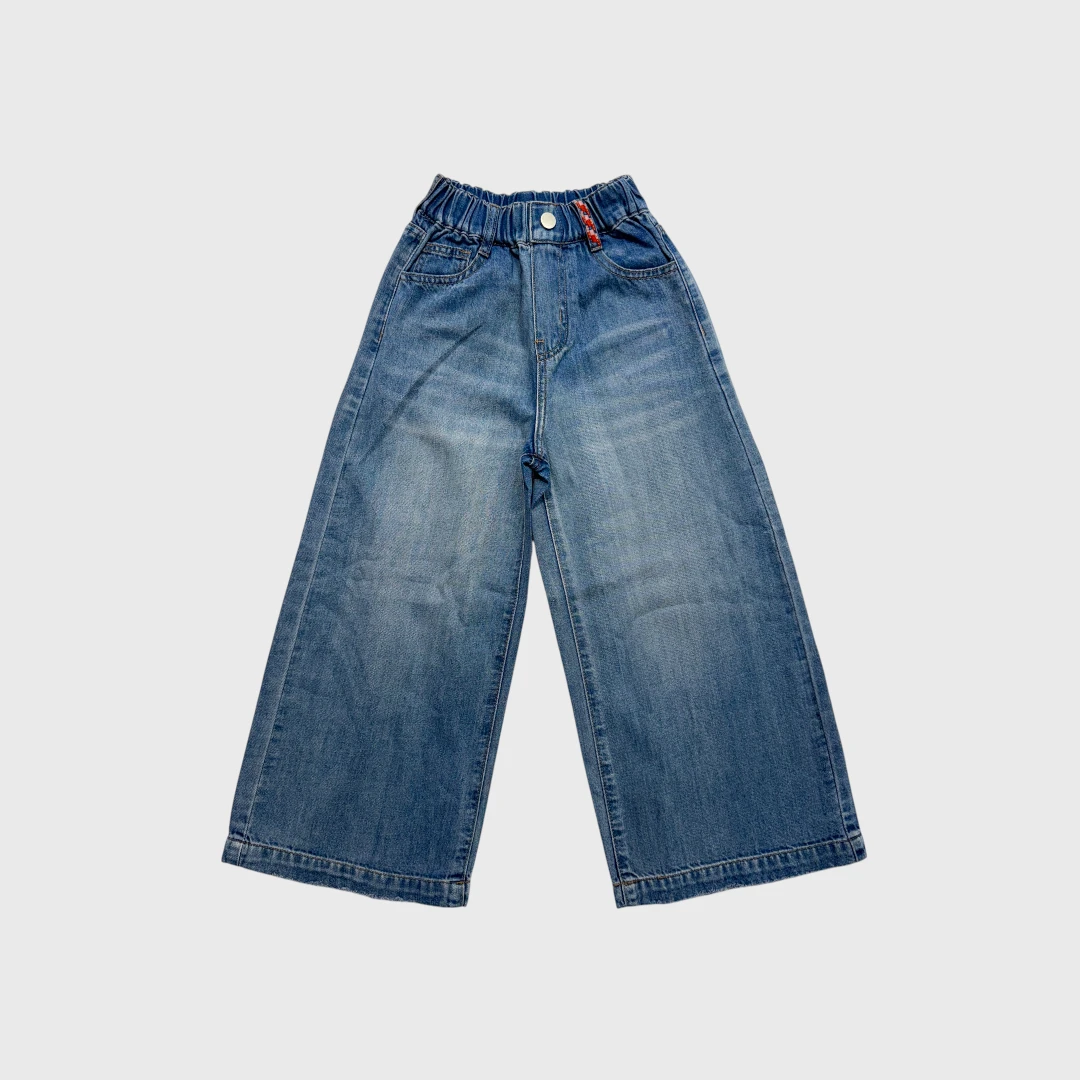 Синие широкие джинсы