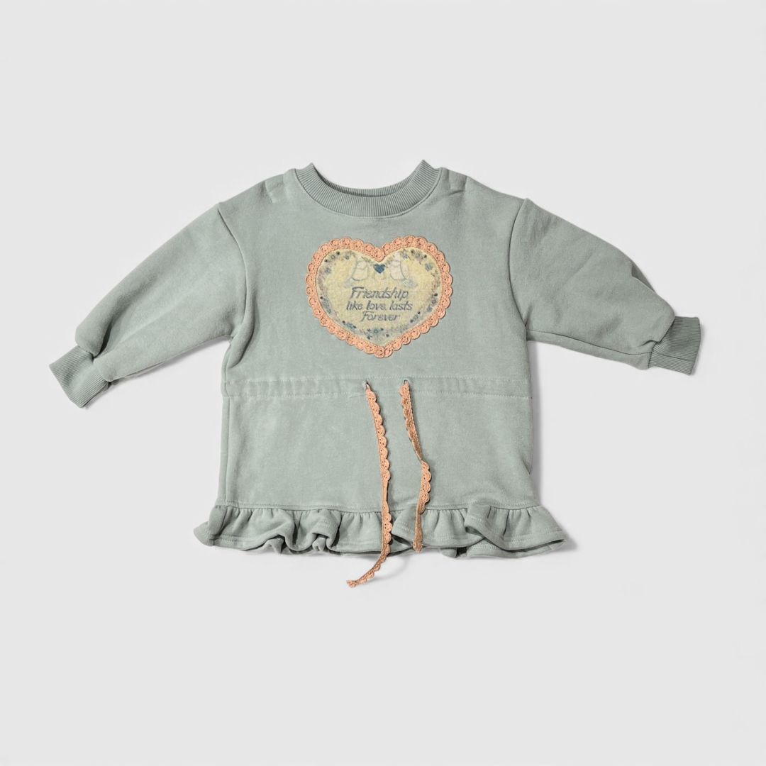 Свитшот зеленого цвета с кружевом