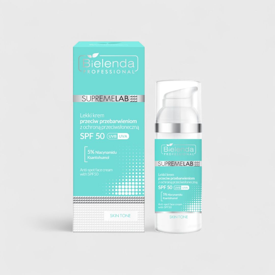 Легкий крем против пигментации с SPF 50 UVA/UVB от Bielenda SupremeLAB Skin Tone