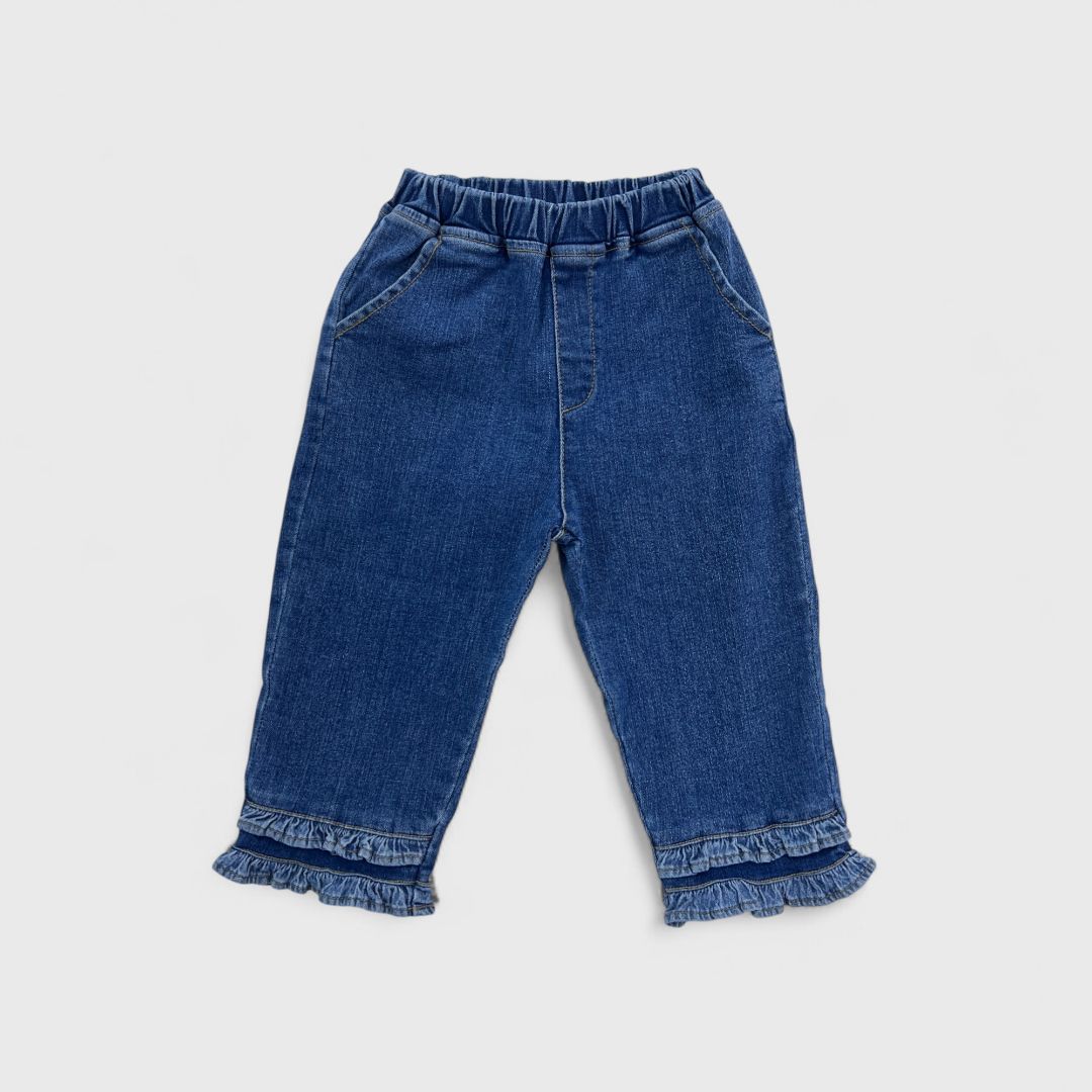 Джинсовые брюки с рюшами