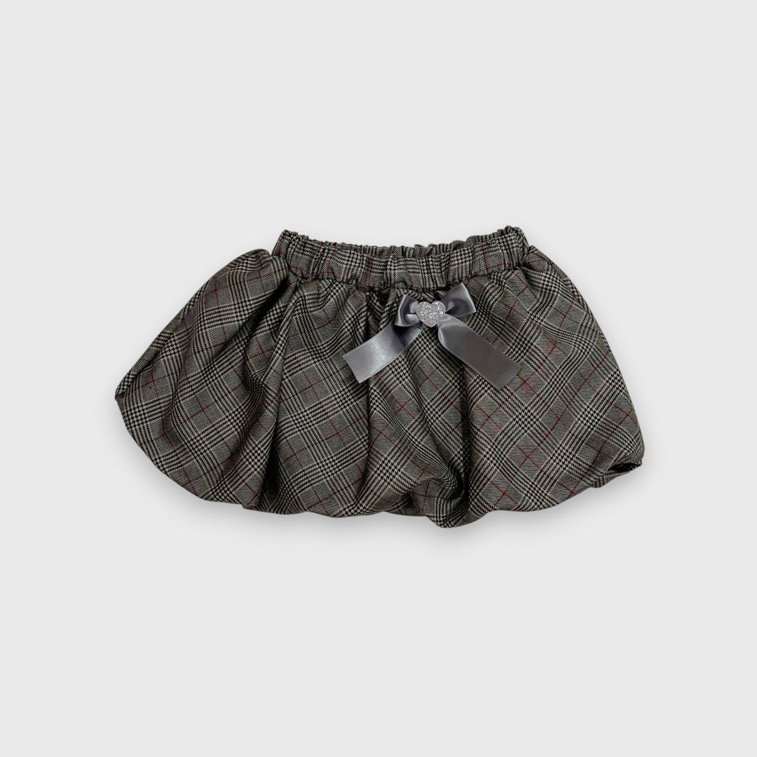 Серая юбка с принтом и бантом