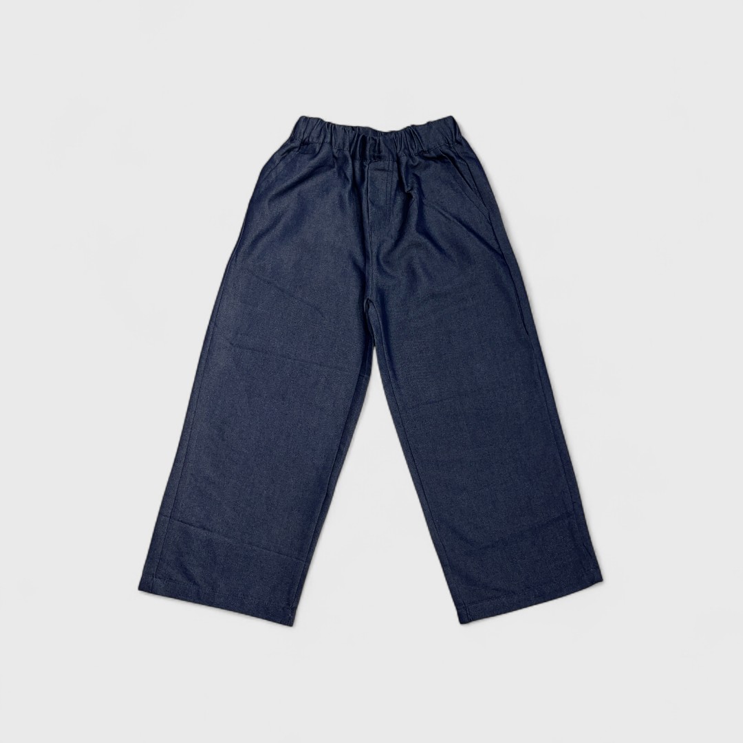 Джинсы темно-синие широкие на резинке