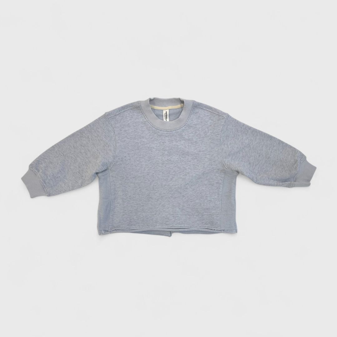 Голубой свитшот с вырезом сзади