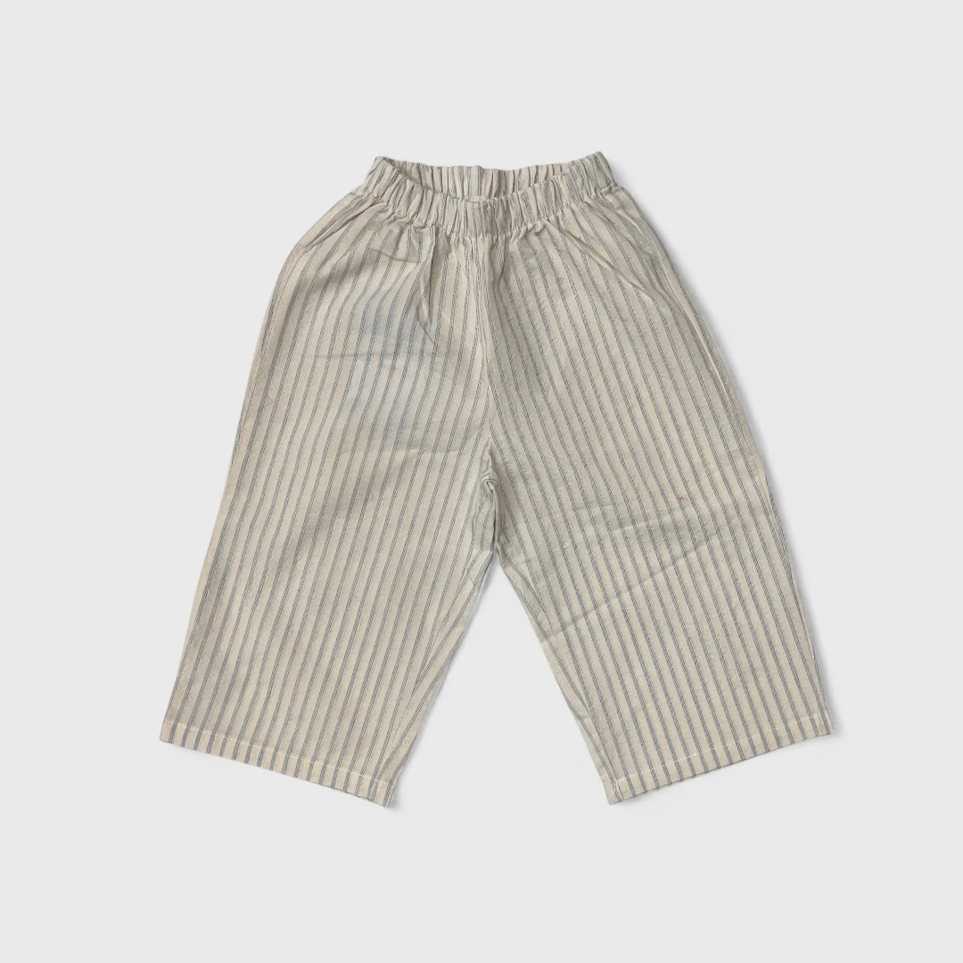 Бежевые полосатые брюки