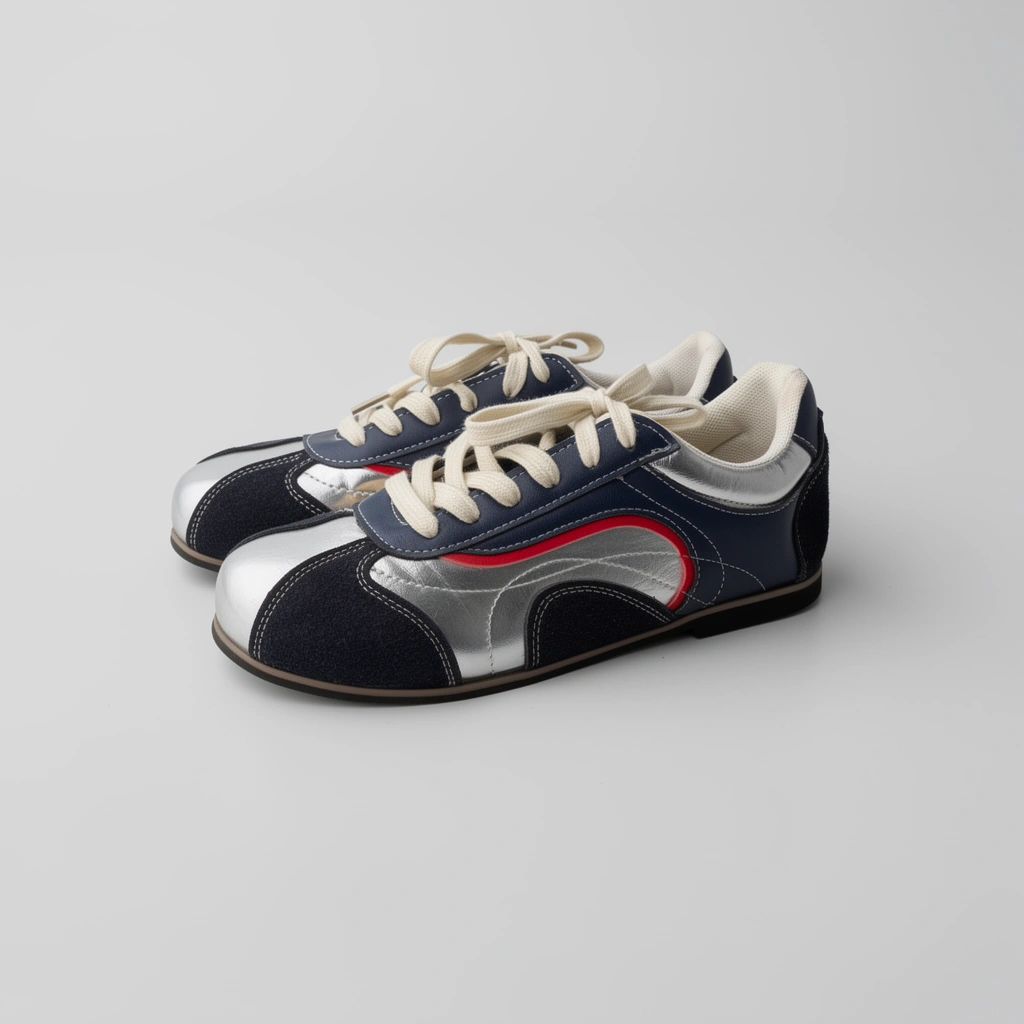 Navy Silver Racing Style Sneakers
