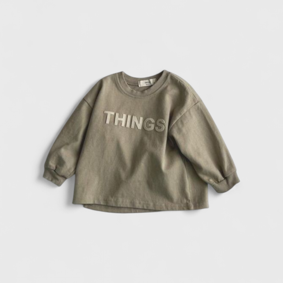 Оливковый свитшот с надписью THINGS