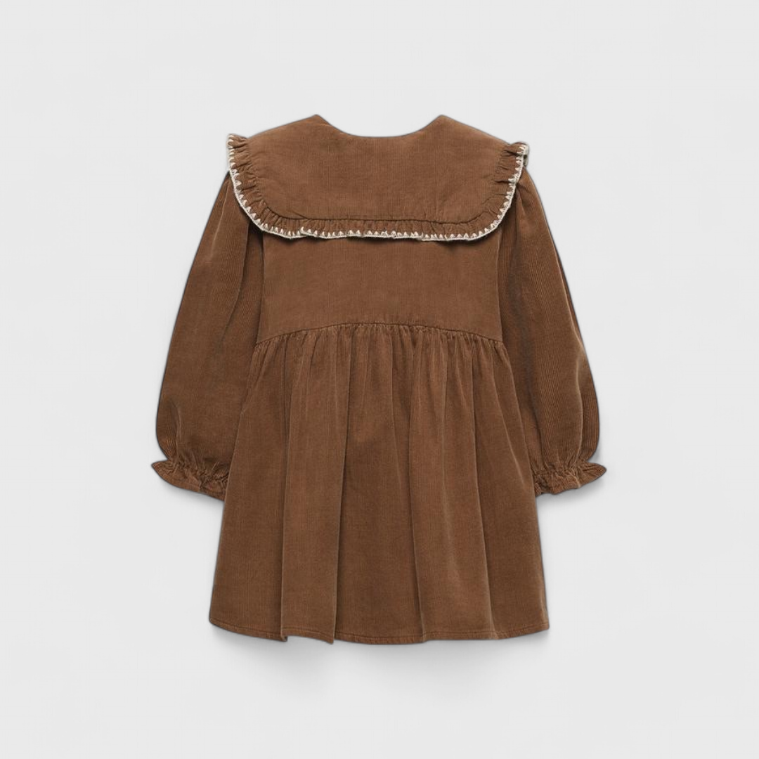 Zara Коричневое платье с воланом
